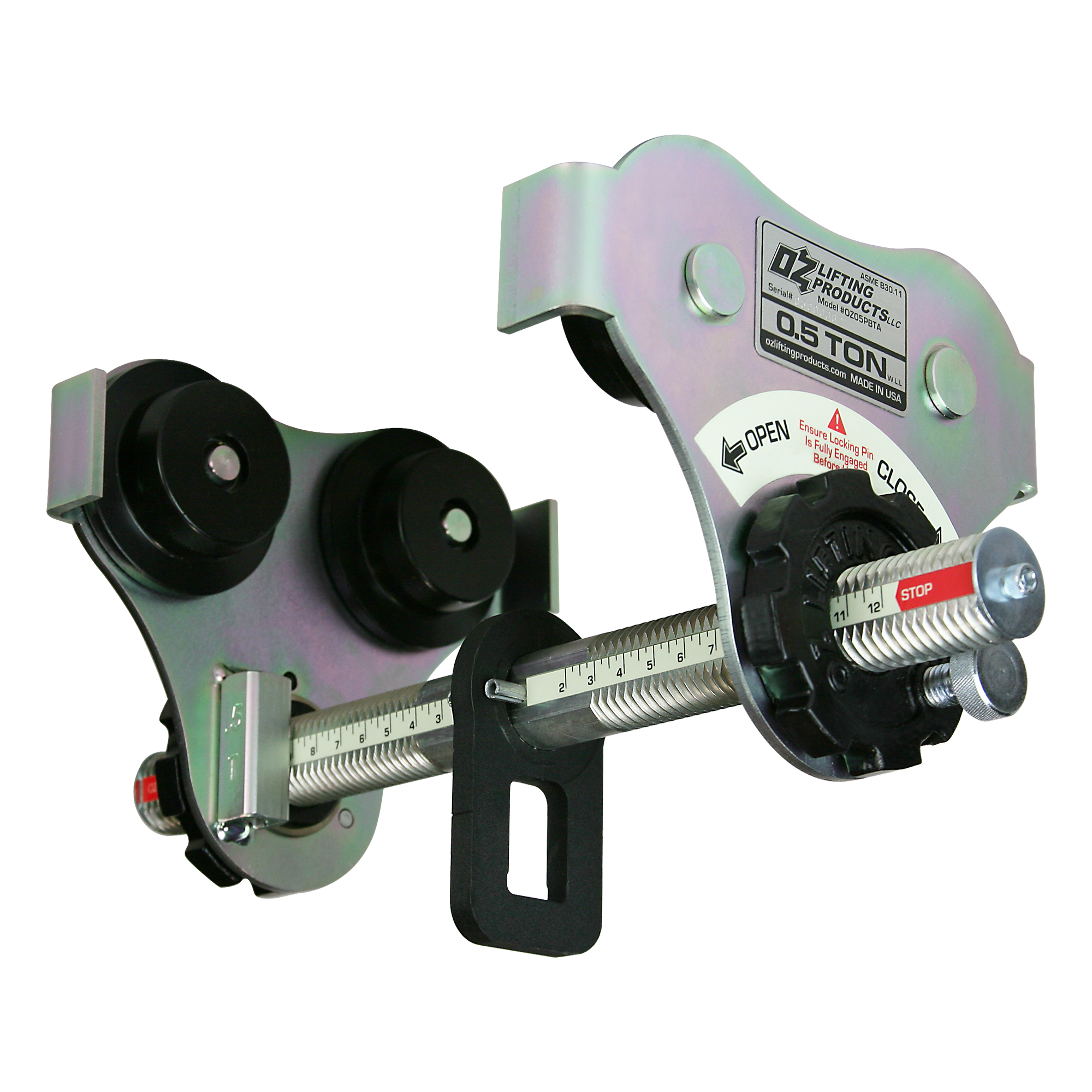 0.5 T Push Beam Trolley with up to 12 inch flange width (Made in USA ...